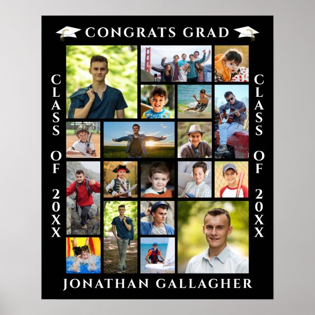 Graduation 19 Photo Collage Congrats Grad Poster (Front)