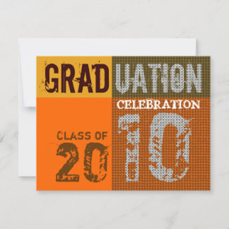 Graduation 2010 Party Orange Brown Invitation