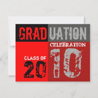 Graduation 2010 Party Red Black White Invitation