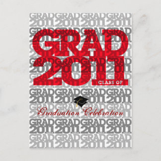Graduation 2011 Invitation Postcard Pattern 2 Red