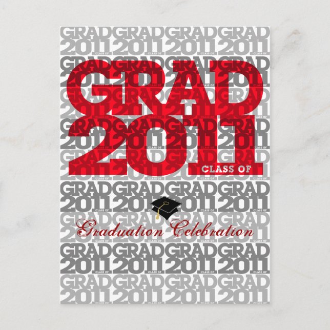 Graduation 2011 Invitation Postcard Pattern 2 Red (Front)