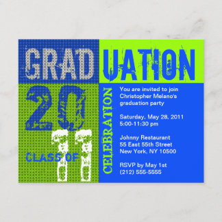 Graduation 2011 Party Invitation Blue Green