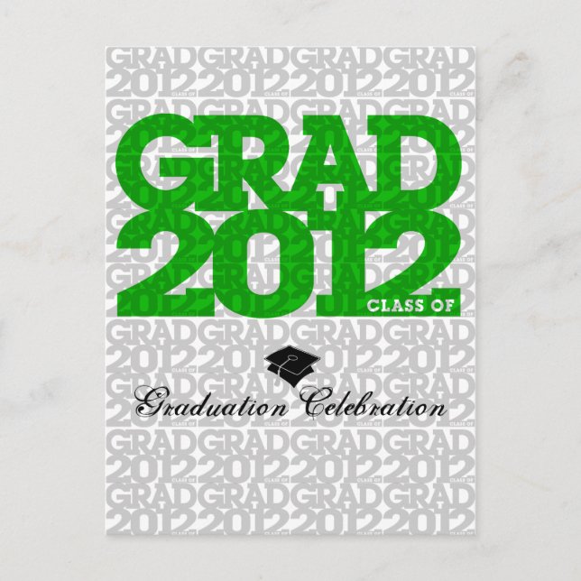 Graduation 2012 Invitation Postcard Pattern Green (Front)