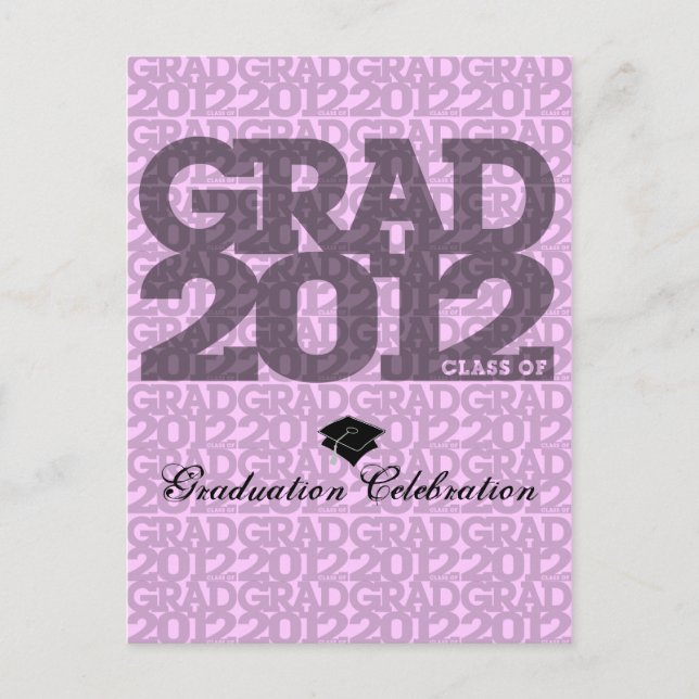 Graduation 2012 Invitation Postcard Pattern Pink (Front)