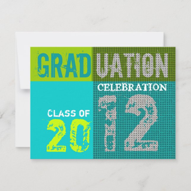 Graduation 2012 Party Graphic Teal Invitation (Front)