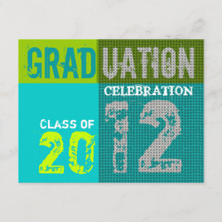 Graduation 2012 Party Graphic Teal Invitation