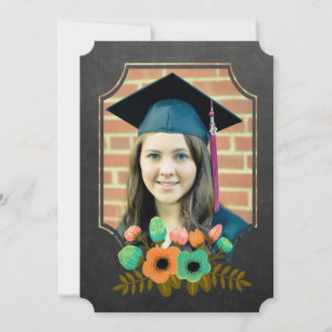 Graduation 2015 Thank You Chalkboard Floral Invitation
