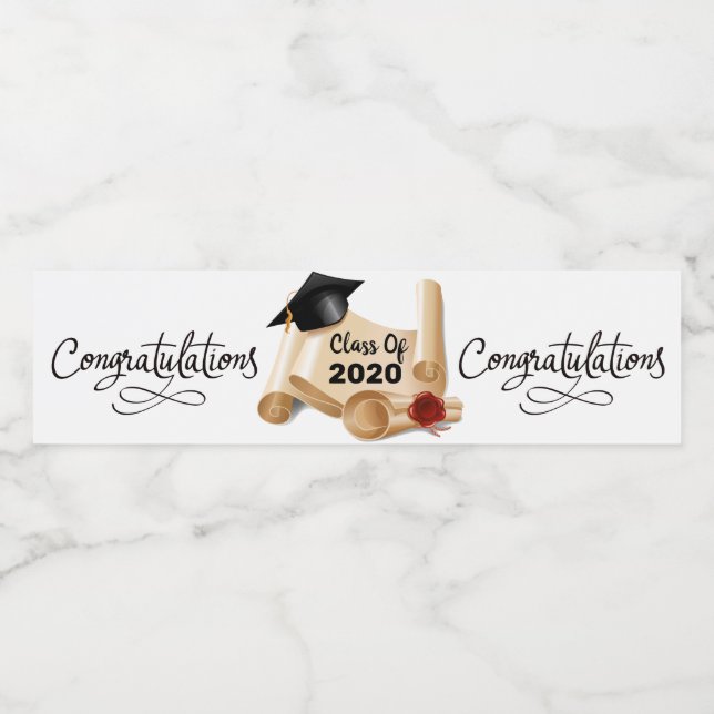 Graduation 2020 Class Water Bottle Label (Single Label)