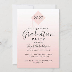 Graduation 2022 party rose gold topper girl invitation
