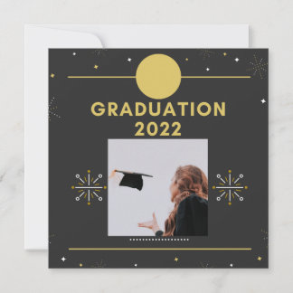 Graduation 2022 Party Topper Black Gold Stars Invitation