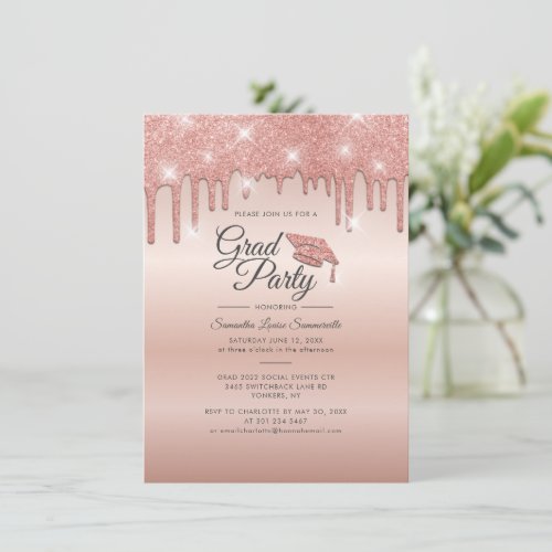 Graduation 2022 Rose Gold Glitter Graduate Party