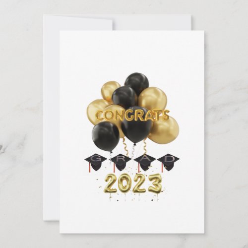 Graduation 2023 Caps Card Congrats Black Gold 