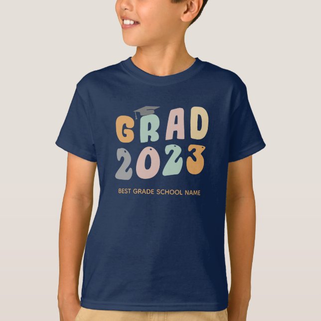 Graduation 2023 Class Custom School Name Matching T-Shirt (Front)