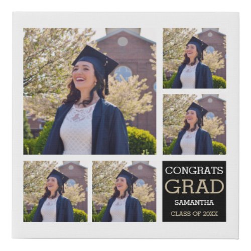Graduation 2023 Congrats Grad 5 Photo Collage  Faux Canvas Print