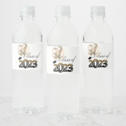 Graduation 2023 Gold Black Water bottle labels