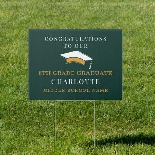 Graduation 2024 8th Grade Green Gold Grad Sign