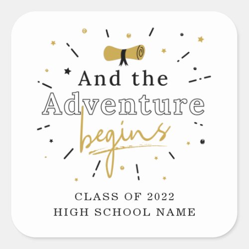 Graduation 2024 And The Adventure Begins Square Sticker