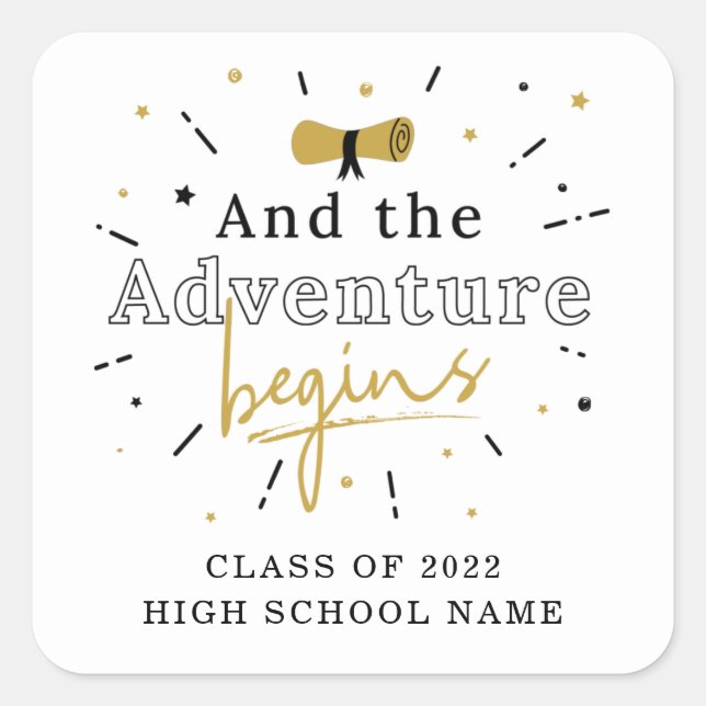 Graduation 2024 And The Adventure Begins Square Sticker (Front)