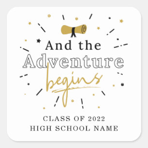 Graduation 2024 And The Adventure Begins Square Sticker