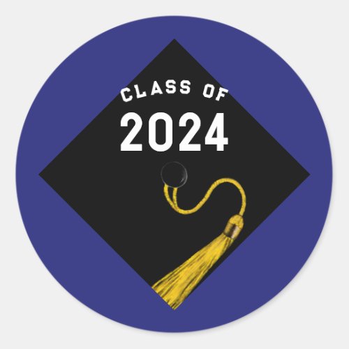 Graduation 2024 Blue Classic Round Sticker