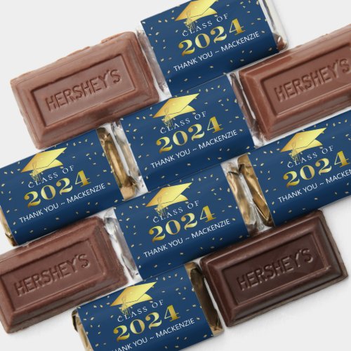 Graduation 2024 Blue Faux Gold or Custom Color Hersheys Miniatures