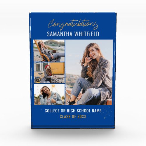 Graduation 2024 Blue Grad Keepsake Photo Block