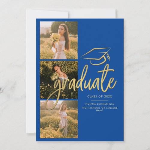 Graduation 2024 Blue Graduate Photo Collage Announcement