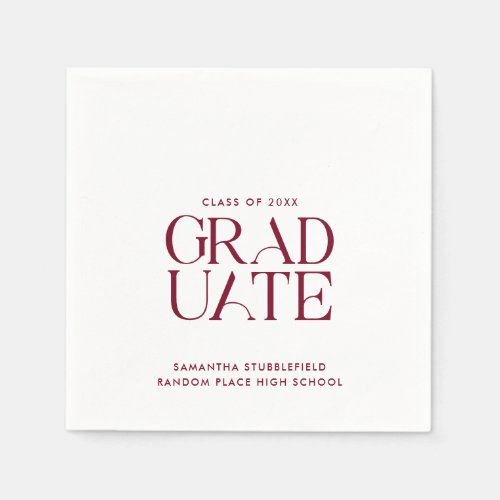 Graduation 2024 Burgundy Typography Party Paper Napkins