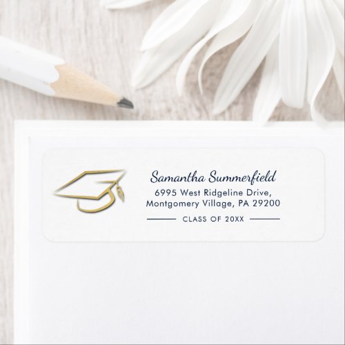 Graduation 2024 Cap Navy Blue Type Return Address Label