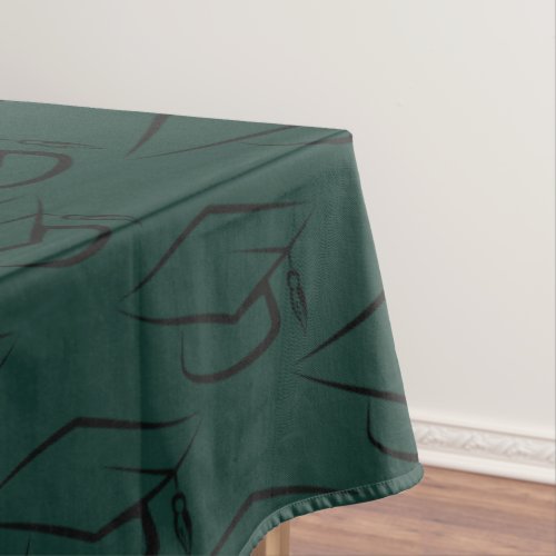 Graduation 2024 Cap Pattern Black and Green Tablecloth