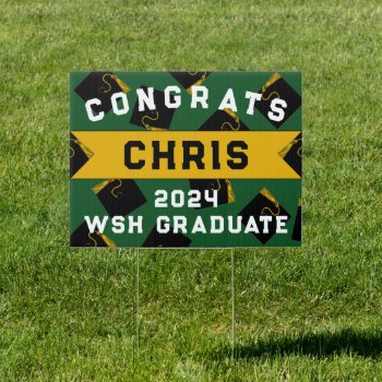 Graduation 2024 Congrats Green Sign by ebbies at Zazzle