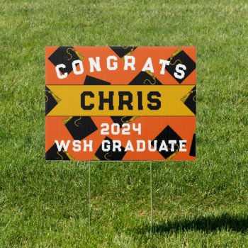 Graduation 2024 Congrats Orange Sign by ebbies at Zazzle
