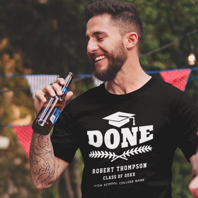 Graduation 2024 Done Graduate Matching Class T-Shirt (Graduation 2024 Typography Personalized Mens T-Shirt)