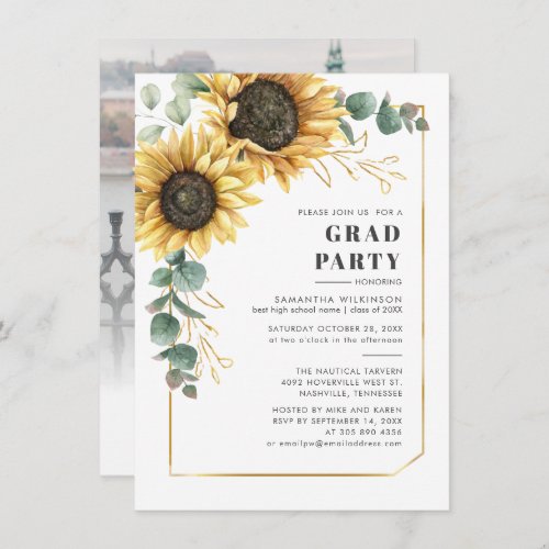 Graduation 2024 Floral Photo Graduation Party Invitation