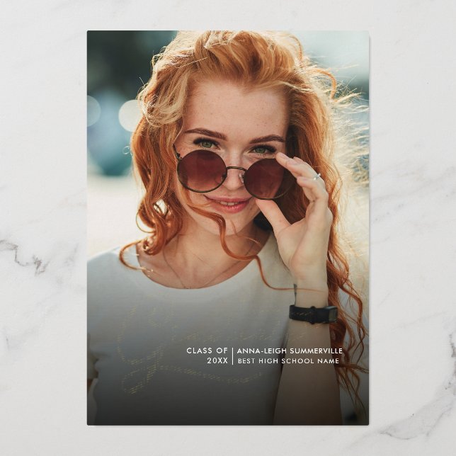 Graduation 2024 Grad Photos Party Gold Foil Invitation (Front)