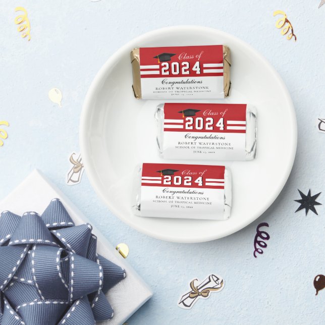 Graduation 2024 Grad Red White Party Treats Hershey's Miniatures (Party)