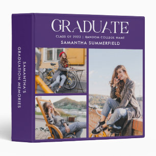 Graduation 2024 Graduate Photo Collage Purple 3 Ring Binder