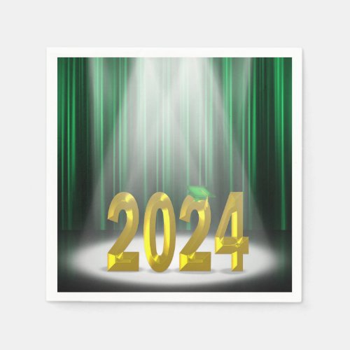 Graduation 2024 Green and Gold School Colors  Napkins