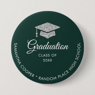 Graduation 2024 Green and White Keepsake Button
