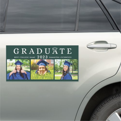 Graduation 2024 Green Multi Photo Grad Party Car Magnet