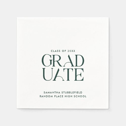 Graduation 2024 Green Typography Party Napkins