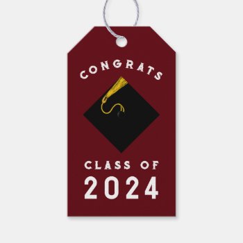 Graduation 2024 Maroon Gift Tags by partygames at Zazzle