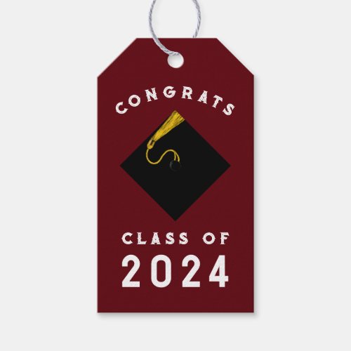 Graduation 2024 Maroon Gift Tags