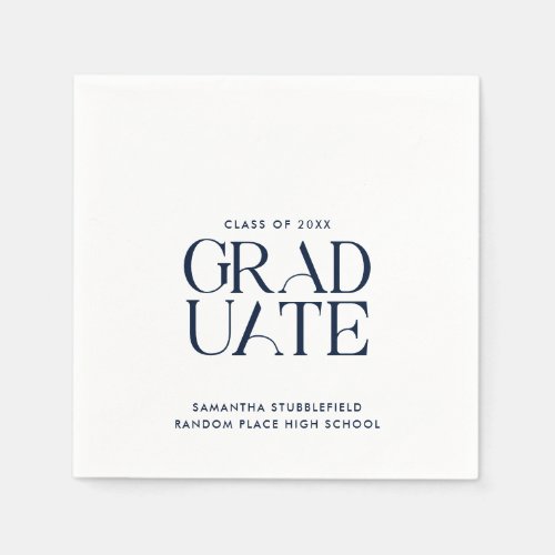 Graduation 2024 Navy Blue Elegant Party Paper Napkins