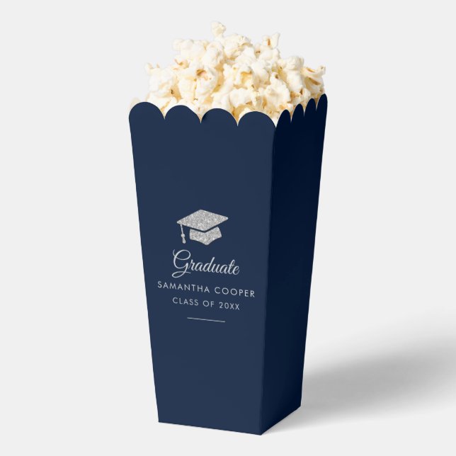 Graduation 2024 Navy Blue Grad Party Custom Favor Boxes (Popped)