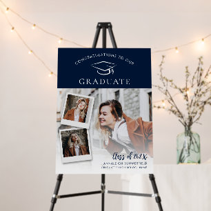 Graduation 2024 Navy Blue Photo Collage Grad Foam Board