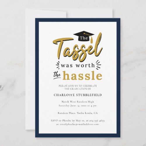 Graduation 2024 Navy Blue Photo Graduate Party Invitation