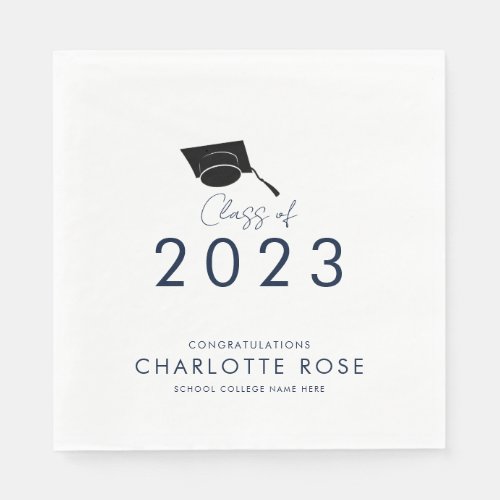 Graduation 2024 Navy Blue Script Grad Party Paper Napkins