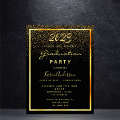Graduation 2024 party black glam gold invitation postcard