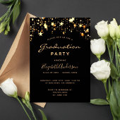 Graduation 2024 party black gold stars glam invitation